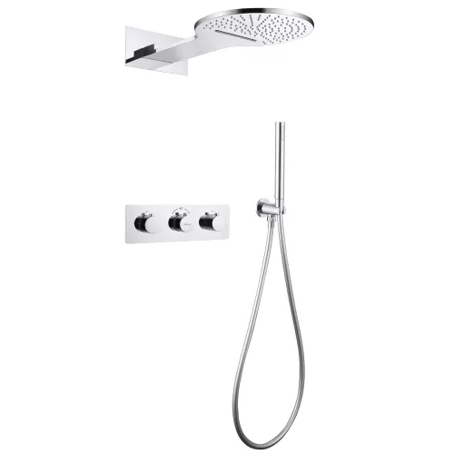 Душевая система ABBER Wasser Kreis AF8151 скрытого монтажа без излива, термостат, хром, Выбрать цвет: Хром