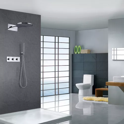 Душевая система ABBER Wasser Kreis AF8151 скрытого монтажа без излива, термостат, хром, Выбрать цвет: Хром, изображение 2