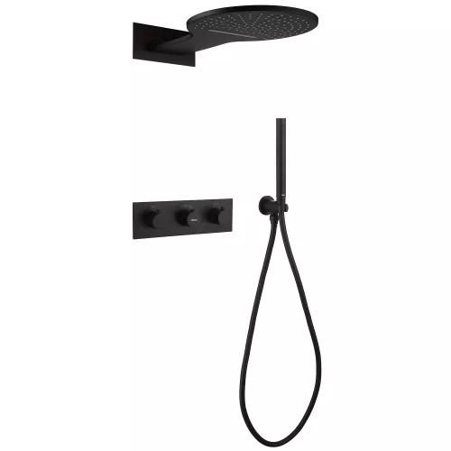 Душевая система ABBER Wasser Kreis AF8151B скрытого монтажа без излива, термостат, черный матовый, Выбрать цвет: Черный матовый