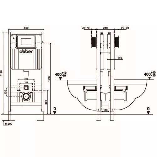 Инсталляция двойная самонесущая ABBER AC0106 для двух подвесных унитазов, изображение 4