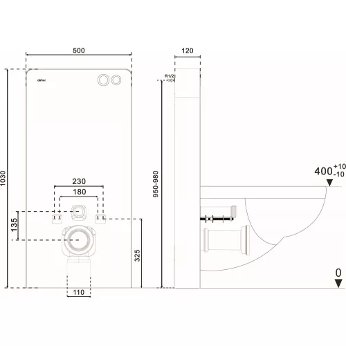 Инсталляционный модуль внешнего монтажа ABBER AC0107MB для подвесного унитаза, черный, изображение 4