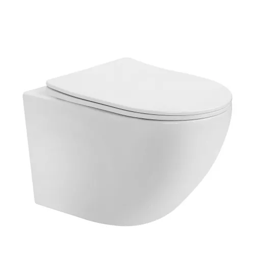 Комплект подвесной унитаз ABBER Bequem AC1100T белый с инсталляцией AC0105 и кнопкой черный матовый, Цвет кнопки: Черный, Выбрать цвет: Белый, Внешний вид: квадратная кнопка, изображение 4