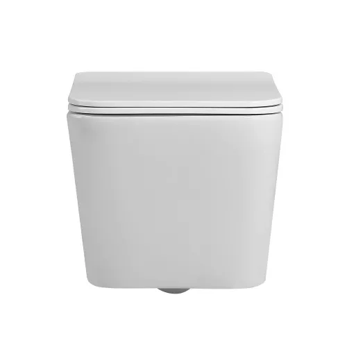 Комплект подвесной унитаз ABBER Rechteck AC1201 белый с инсталляцией AC0105 и кнопкой матовый хром, Цвет кнопки: Матовый хром, Выбрать цвет: Белый, Внешний вид: квадратная кнопка, изображение 6