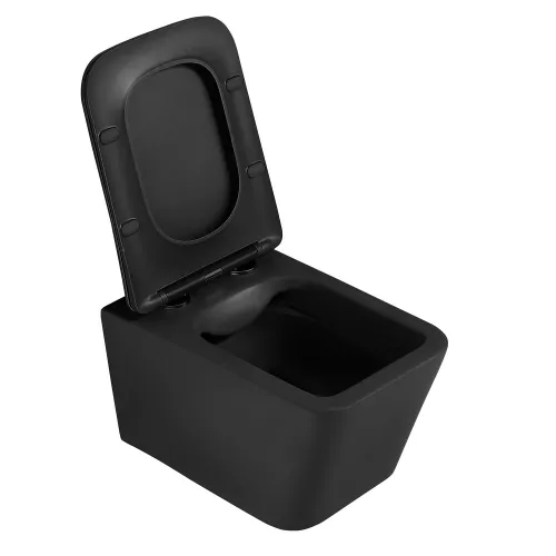 Комплект подвесной унитаз ABBER Rechteck AC1201MB черный матовый с инсталляцией AC0105 и кнопкой черный матовый, Цвет кнопки: Черный, Выбрать цвет: Черный, Внешний вид: квадратная кнопка, изображение 5