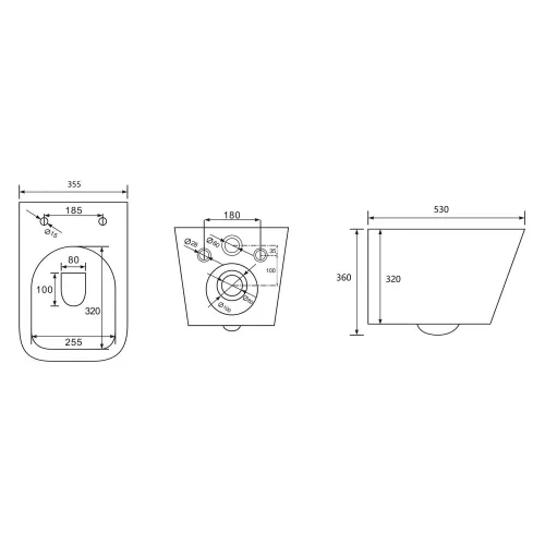 Комплект подвесной унитаз ABBER Rechteck AC1201MB черный матовый с инсталляцией AC0105 и кнопкой черный матовый, Цвет кнопки: Черный, Выбрать цвет: Черный, Внешний вид: квадратная кнопка, изображение 8