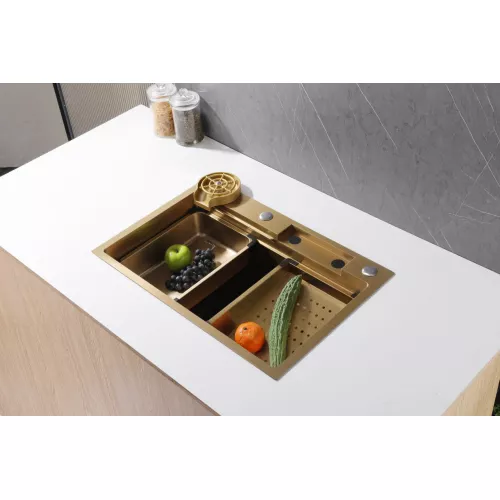 Кухонная мойка ABBER Wasser Kreis AF2194G золото матовое, Выбрать цвет: Золото, изображение 2