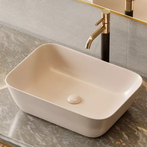 Раковина накладная ABBER Rechteck AC2200MBE светло-бежевая матовая, Выбрать цвет: Светло-бежевый матовый, изображение 5