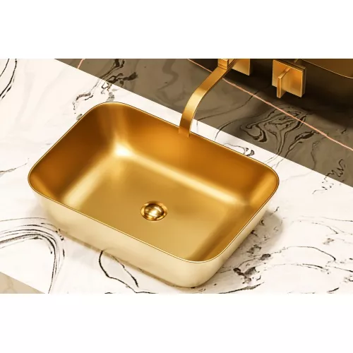 Раковина накладная ABBER Rechteck AC2200MMG золото матовое, Выбрать цвет: Золото матовое, изображение 5