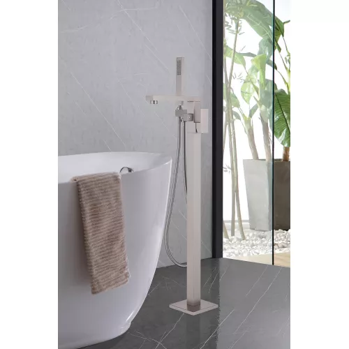 Смеситель ABBER Daheim AF8215SP напольный для ванны с душем, сатин, Выбрать цвет: Сатин, изображение 2