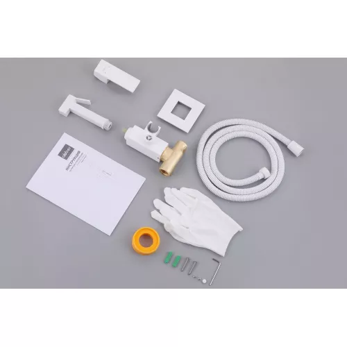 Смеситель ABBER Daheim AF8226W с гигиеническим душем,белый матовый, Выбрать цвет: Белый матовый, изображение 4