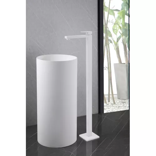 Смеситель ABBER Daheim AF8241W напольный для раковины, белый матовый, Выбрать цвет: Белый матовый, изображение 2