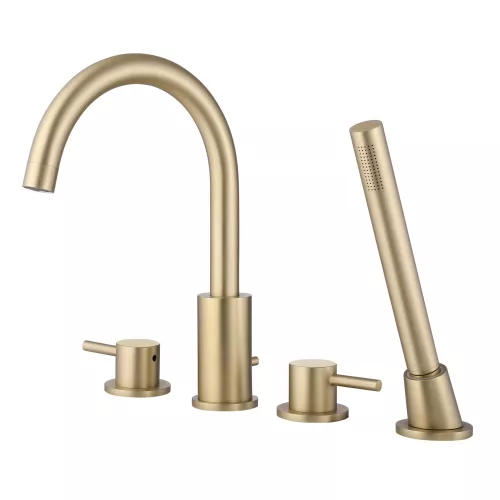 Смеситель ABBER Wasser Kreis AF8113G на борт ванны, золото матовое, Выбрать цвет: Золото