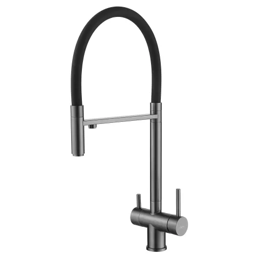 Смеситель ABBER Wasser Kreis AF81141NG для кухни с подключением фильтра и выдвижной лейкой, никель, Выбрать цвет: Никель