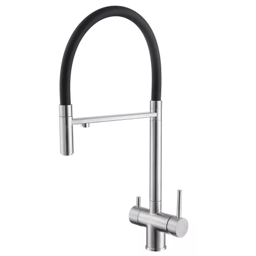 Смеситель ABBER Wasser Kreis AF81141SP для кухни с подключением фильтра и выдвижной лейкой, сатин, Выбрать цвет: Сатин