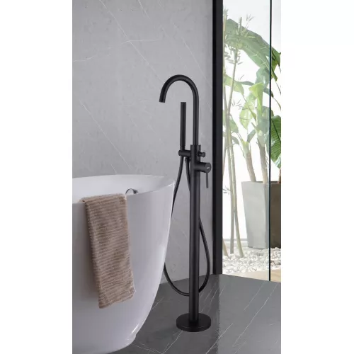 Смеситель ABBER Wasser Kreis AF8115BN напольный для ванны, черный матовый, Выбрать цвет: Черный матовый, изображение 2