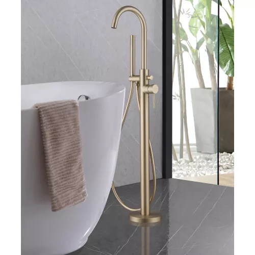 Смеситель ABBER Wasser Kreis AF8115G напольный для ванны, золото матовое, Выбрать цвет: Золото матовое, изображение 2