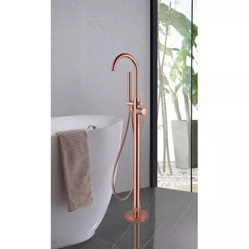 Смеситель ABBER Wasser Kreis AF8115RGN напольный для ванны, розовое золото, Выбрать цвет: Золото розовое, изображение 2