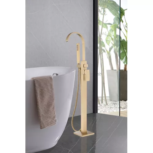 Смеситель ABBER Wasserfall AF8615G напольный, золото матовое, Выбрать цвет: Золото матовое, изображение 2