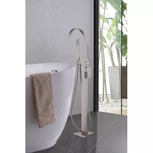 Смеситель ABBER Wasserfall AF8615SP напольный для ванны с душем, сатин, Выбрать цвет: Сатин, изображение 2