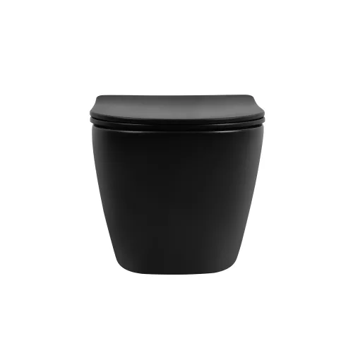 Унитаз ABBER Bequem AC1100TMB подвесной черный матовый, безободковый, смыв торнадо, Выбрать цвет: Черный, изображение 2