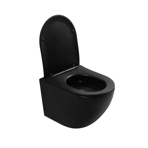 Унитаз ABBER Bequem AC1100TMB подвесной черный матовый, безободковый, смыв торнадо, Выбрать цвет: Черный, изображение 3
