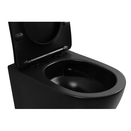 Унитаз ABBER Bequem AC1100TMB подвесной черный матовый, безободковый, смыв торнадо, Выбрать цвет: Черный, изображение 4