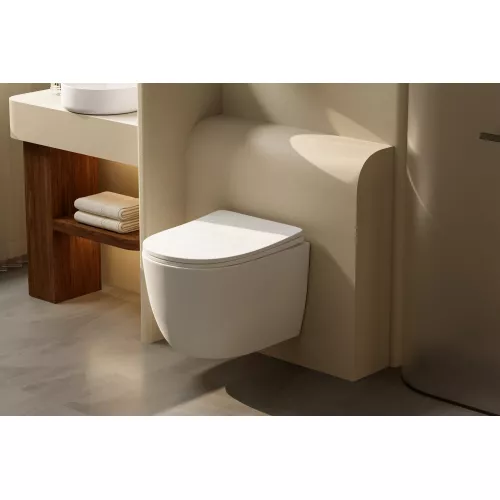 Унитаз ABBER Bequem AC1100TMW подвесной белый матовый, безободковый, смыв торнадо, Выбрать цвет: Белый, изображение 7