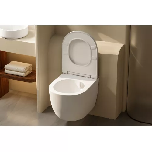 Унитаз ABBER Bequem AC1100TMW подвесной белый матовый, безободковый, смыв торнадо, Выбрать цвет: Белый, изображение 8