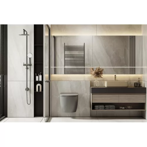 Унитаз ABBER Bequem AC1101TMG подвесной серый матовый, безободковый, смыв торнадо, изображение 5