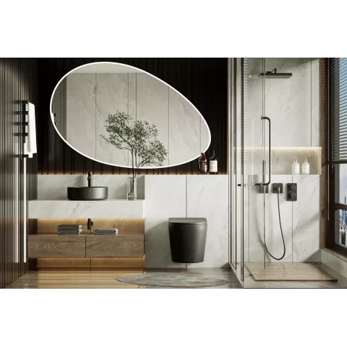 Унитаз ABBER Bequem AC1102TMB подвесной черный матовый, безободковый, смыв торнадо, Выбрать цвет: Черный, изображение 5