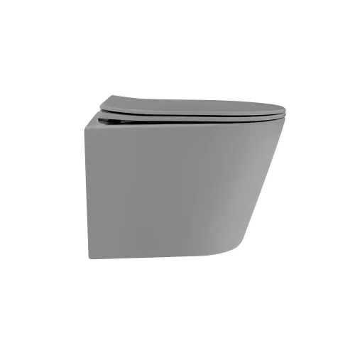 Унитаз ABBER Bequem AC1102TMG подвесной серый матовый, безободковый, смыв торнадо, Выбрать цвет: серый, изображение 2