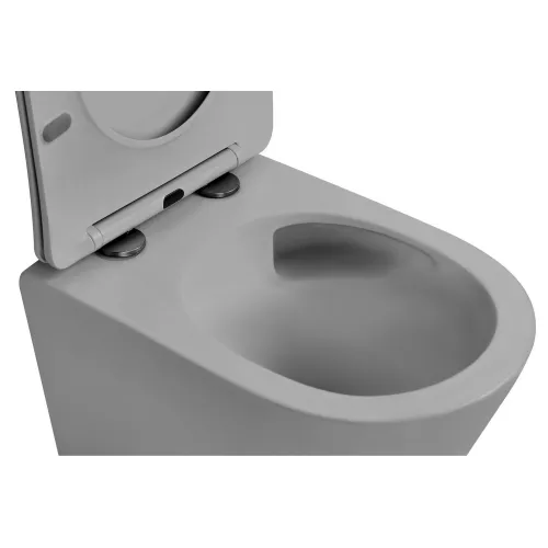 Унитаз ABBER Bequem AC1102TMG подвесной серый матовый, безободковый, смыв торнадо, Выбрать цвет: серый, изображение 4
