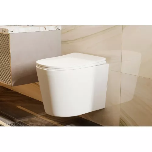 Унитаз ABBER Bequem AC1102TMW подвесной белый матовый, безободковый, смыв торнадо, Выбрать цвет: Белый, изображение 7