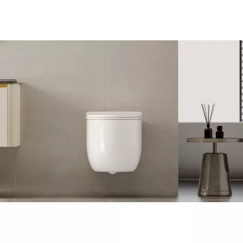 Унитаз ABBER Bequem AC1104TN подвесной белый, безободковый, смыв торнадо, изображение 3