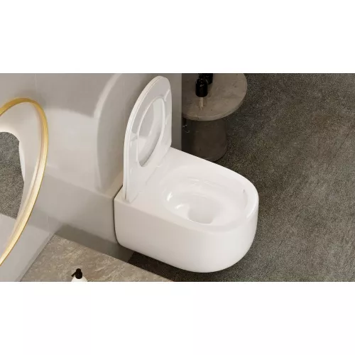 Унитаз ABBER Bequem AC1104TN подвесной белый, безободковый, смыв торнадо, изображение 4