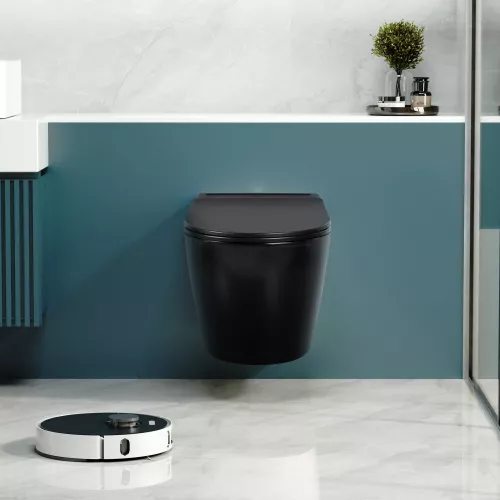 Унитаз ABBER Bequem AC1108PMB подвесной черный матовый с импульсным смывом, изображение 5