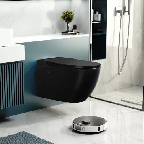 Унитаз ABBER Bequem AC1108PMB подвесной черный матовый с импульсным смывом, изображение 6