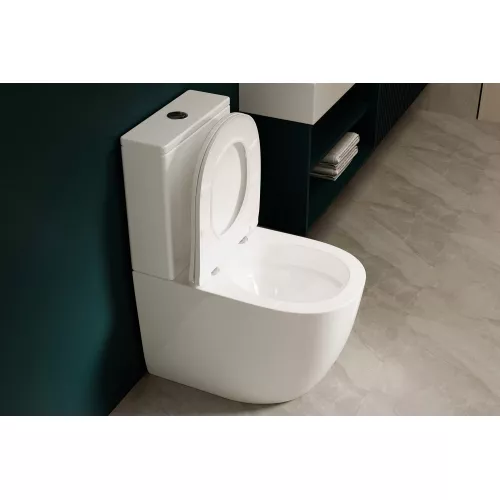 Унитаз ABBER Bequem AC1110T компакт белый, безободковый, смыв торнадо, изображение 9