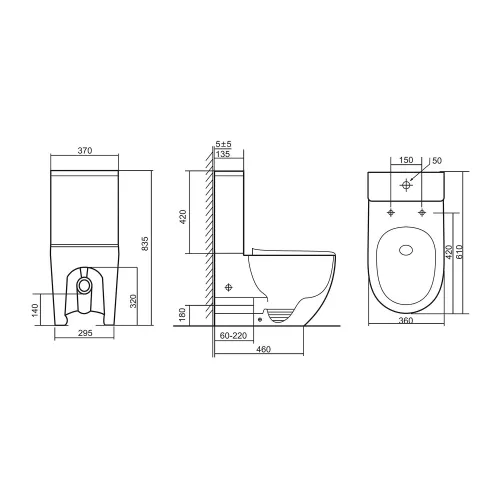 Унитаз ABBER Bequem AC1110T компакт белый, безободковый, смыв торнадо, изображение 11
