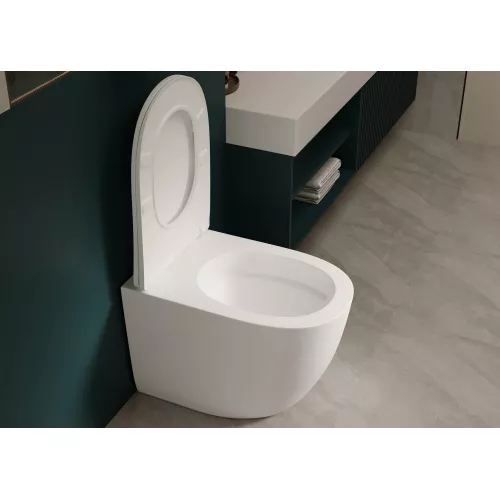 Унитаз ABBER Bequem AC1111TMW приставной белый матовый, безободковый, смыв торнадо, Выбрать цвет: Белый, изображение 4