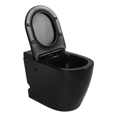Унитаз ABBER Bequem AC1115PMB приставной черный матовый с импульсным смывом, изображение 3