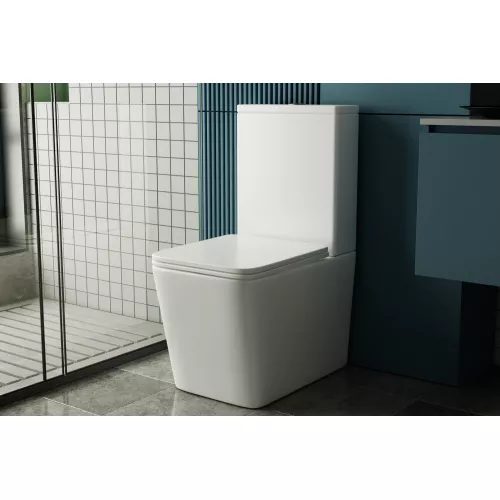 Унитаз ABBER Rechteck AC1210T компакт белый, безободковый, смыв торнадо, изображение 7