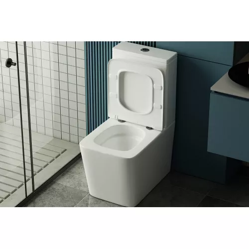 Унитаз ABBER Rechteck AC1210T компакт белый, безободковый, смыв торнадо, изображение 8