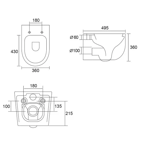 Унитаз-биде ABBER Bequem AC1104TNS подвесной белый, безободковый, смыв торнадо, изображение 5