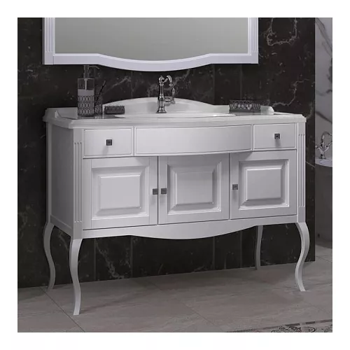 Тумба напольная с раковиной OPADIRIS Лаура -120  Белый матовый/swarovski хром, Выбрать цвет: Белый / Хром, Выбрать размер: 120, изображение 2