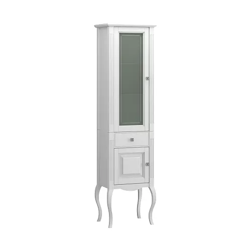 Пенал напольный OPADIRIS Лаура правый белый матовый/swarovski хром, Ориентация: Правая, Выбрать цвет: Белый/хром