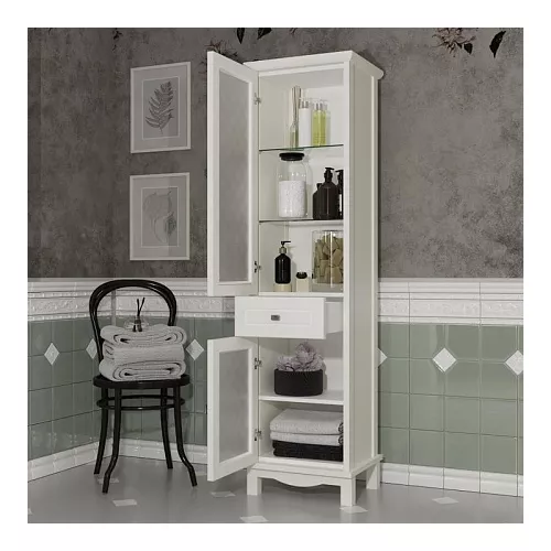 Пенал напольный OPADIRIS Омега  слон.кость, Выбрать цвет: Слоновая кость, Ориентация: Левая, изображение 2