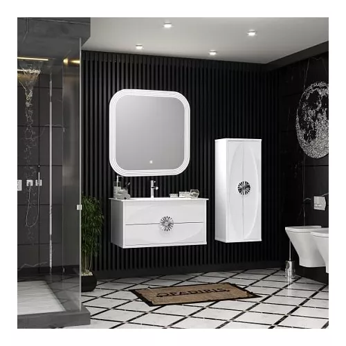 Тумба с раковиной подвесная  OPADIRIS Ибица-90 Белый/Хром, Выбрать цвет: Белый/хром, Выбрать размер: 90, изображение 2