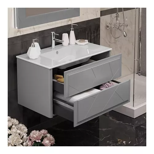 Тумба с раковиной  OPADIRIS Луиджи серый, Выбрать цвет: Серый, Выбрать размер: 90, изображение 6