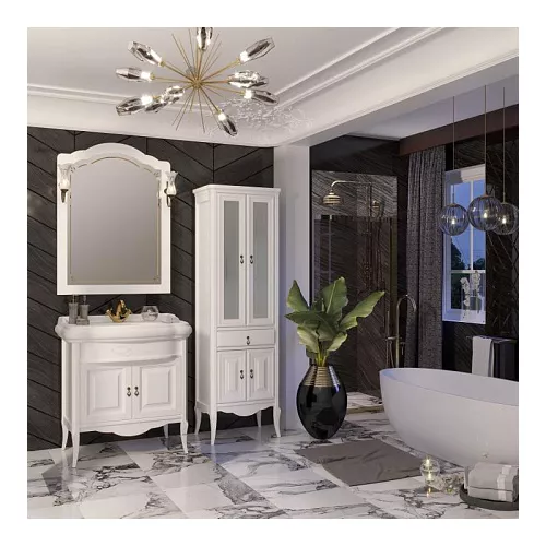 Пенал напольный двустворчатый OPADIRIS Лоренцо белый, Выбрать цвет: Белый, изображение 5